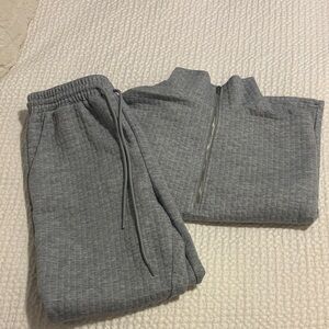 SHEIN Gray Textured Tracksuit Set